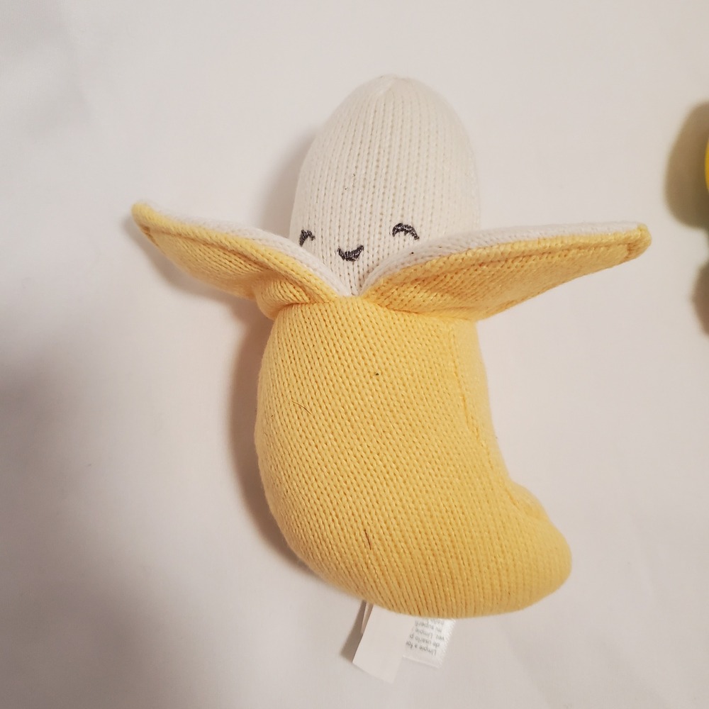 Carters Knit Banana Plush Stuffed Toy Yellow White Smiley Face 67728 23940